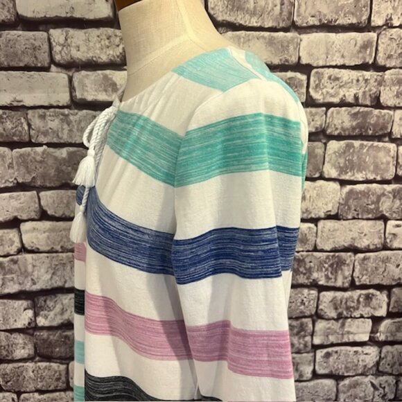 T By Talbots White, Blue & Purple 3/4 Sleeve Top Size M - Picture 5 of 9